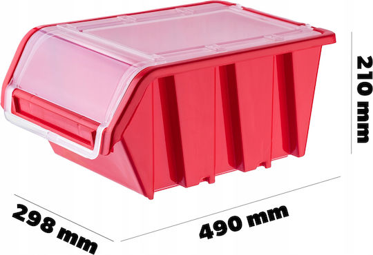 Kadax Plastic Cutie de Depozitare cu Capac Roșu 49x29.8x21cm 1buc
