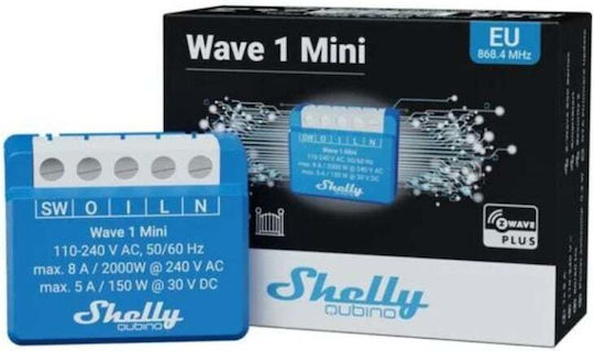 Shelly Qubino Wave 1 Mini Smart Switch 1 Καναλιού Wi-Fi, Z-Wave & RF 8A (με Ουδέτερο)