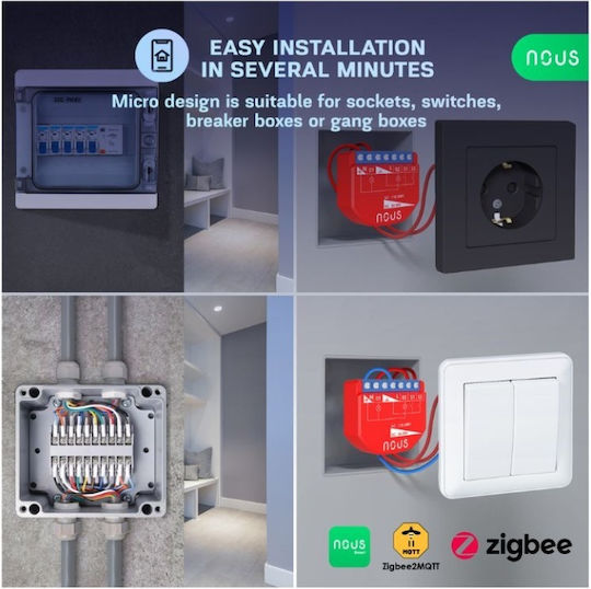 Nous Интелигентен Превключвател 2 Канала ZigBee 10A