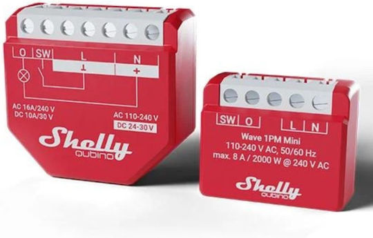 Shelly Wave 1pm Mini Smart Switch 1 Καναλιού Z-Wave 8A (με Ουδέτερο)
