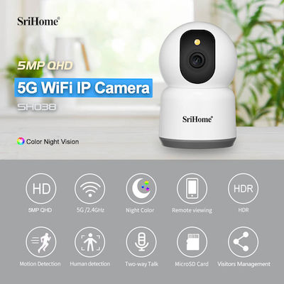 Sricam SH038 IP Überwachungskamera Wi-Fi 5MP Full HD+ mit Zwei-Wege-Kommunikation