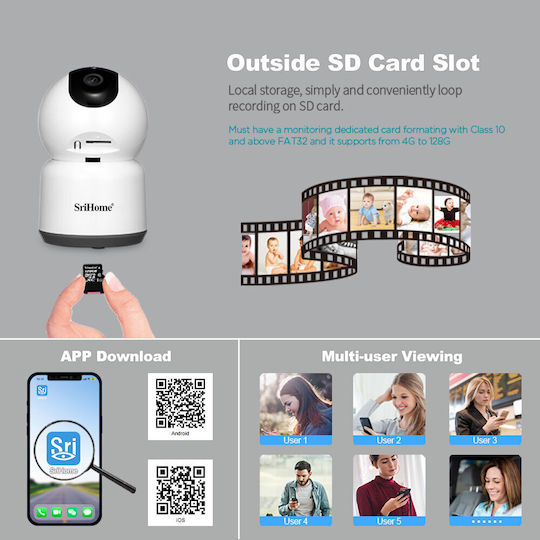 Sricam IP Κάμερα Παρακολούθησης Wi-Fi Full HD+ 5MP με Αμφίδρομη Επικοινωνία και Φακό 4mm