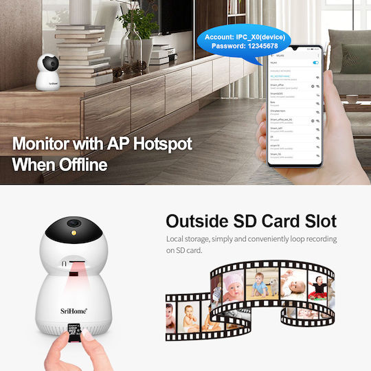 SH036 IP Κάμερα Παρακολούθησης Wi-Fi Full HD+ 3MP με Αμφίδρομη Επικοινωνία και Φακό 3.6mm