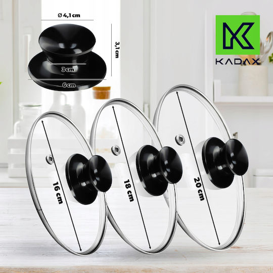 Kadax Капак за Пот Стъклен 20см 3 Бройки 31557