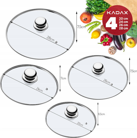 Kadax Καπάκι για Κατσαρόλα Γυάλινο 28cm 4τμχ 31572