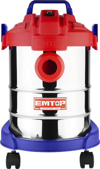 Emtop Σκούπα Υγρών / Στερεών 800W με Ανοξείδωτο Κάδο 12lt
