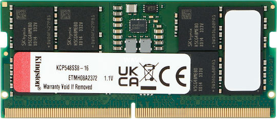 Kingston 16GB DDR5 RAM cu Viteză 4800 pentru Laptop (KCP548SS8-16