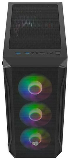Natec Fury Shobo SH4F Gaming Midi Tower Κουτί Υπολογιστή με Πλαϊνό Παράθυρο και RGB Φωτισμό Μαύρο