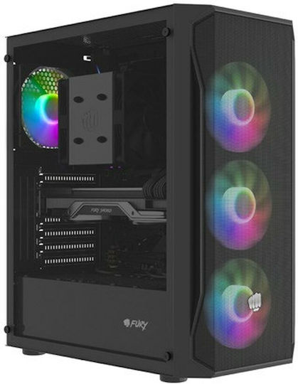 Natec Fury Shobo SH4F Gaming Midi Tower Κουτί Υπολογιστή με Πλαϊνό Παράθυρο και RGB Φωτισμό Μαύρο