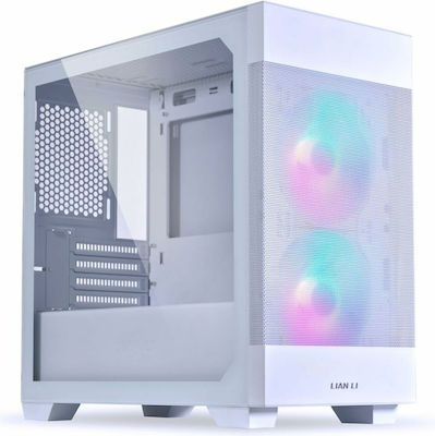 Lian Li 205M Mesh Mini Tower Κουτί Υπολογιστή με Πλαϊνό Παράθυρο Snow