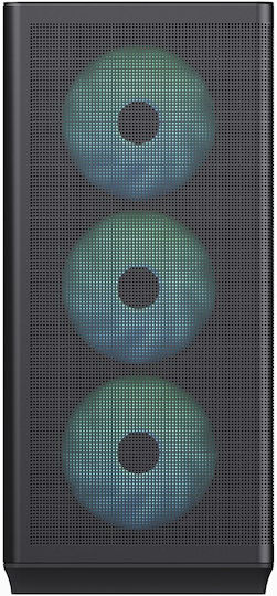 C1 Gaming Midi Tower Computer Case with Side Window and RGB Lighting Black
