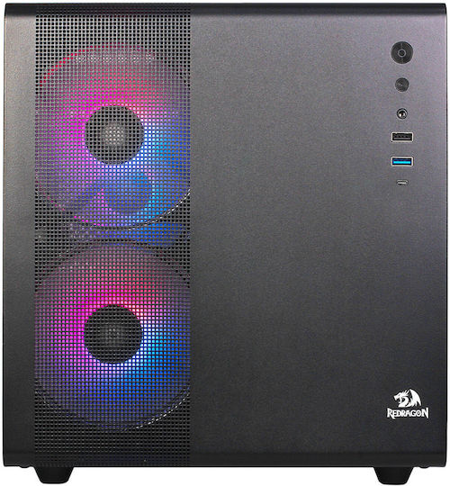 Redragon Pagos 1 ARGB Gaming Mini Tower Computer Case with Side Window Black
