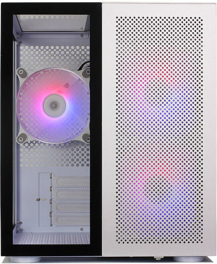 Redragon GC-588 AXE Gaming Midi Tower Computer Case with Side Window and RGB Lighting Black/White