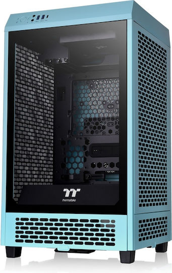 Thermaltake The Tower 200 Gaming Mini Tower Computer Case with Side Window and RGB Lighting Turquoise