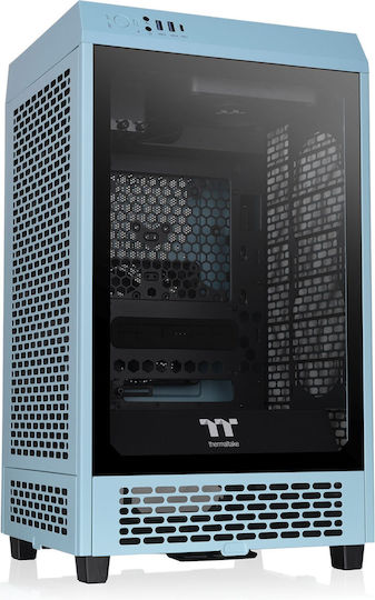 Thermaltake The Tower 200 Gaming Mini Tower Computer Case with Side Window and RGB Lighting Turquoise