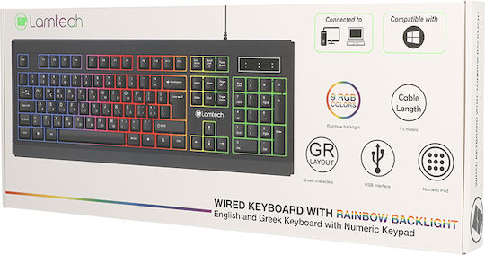 Lamtech LAM021325 Gaming Πληκτρολόγιο με RGB φωτισμό (Ελληνικό)