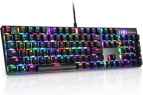 Motospeed Inflictor CK104 Гейминг Механична Клавиатура с Outemu Blue Превключватели и RGB Осветление (Английски US)