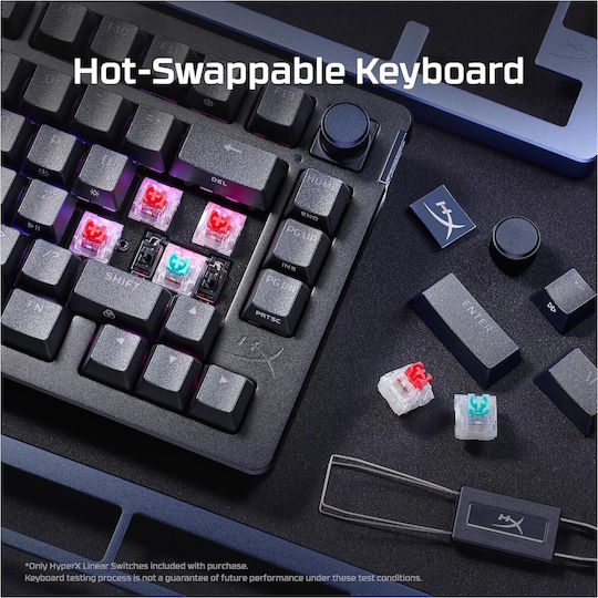 HyperX Alloy Rise 75 Гейминг Механична Клавиатура 75% с HyperX Red суичове и RGB подсветка (Английски US) Черен