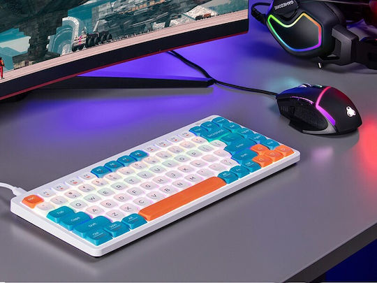 Tracer FINA 84 Gaming Tastatură Mecanică 75% cu Outemu Red comutatoare și iluminare RGB (Engleză US) White/Blue
