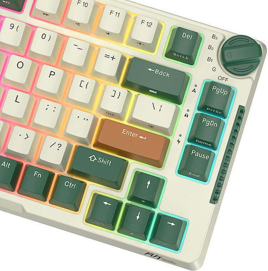 Royal Kludge RKH81 Wireless Gaming Mechanical Keyboard 75% with Sky Cyan switches and RGB lighting (English US) Green