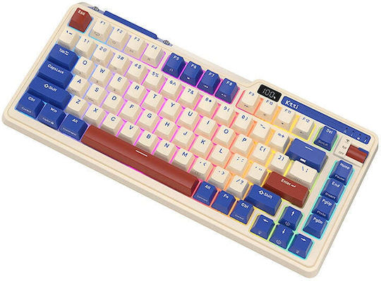 Royal Kludge K75 pro Fără fir Gaming Tastatură Mecanică 75% cu Custom Blue comutatoare și iluminare RGB (Engleză US) Gri