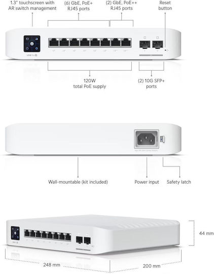 Ubiquiti Unifi Managed L2 PoE Switch with 8 Gigabit (1Gbps) Ethernet Ports and 8 SFP Ports
