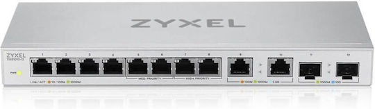 Zyxel XGS1010-12-ZZ0102F v2 Unmanaged L2 Switch με 8 Θύρες Gigabit (1Gbps) Ethernet και 2 SFP Θύρες