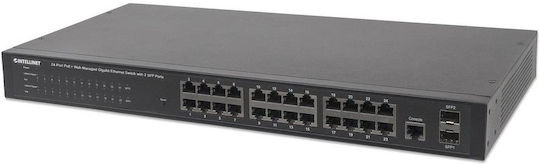 Intellinet Managed L2 PoE+ Switch with 24 Gigabit (1Gbps) Ethernet Ports and 2 SFP Ports