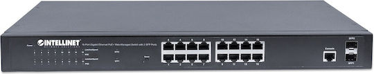Intellinet 561341 Gigabit Ethernet PoE+ Web-Managed Switch Verwaltet L2 PoE+ Switch mit 16 Ports Gigabit (1Gbps) Ethernet und 2 SFP Ports
