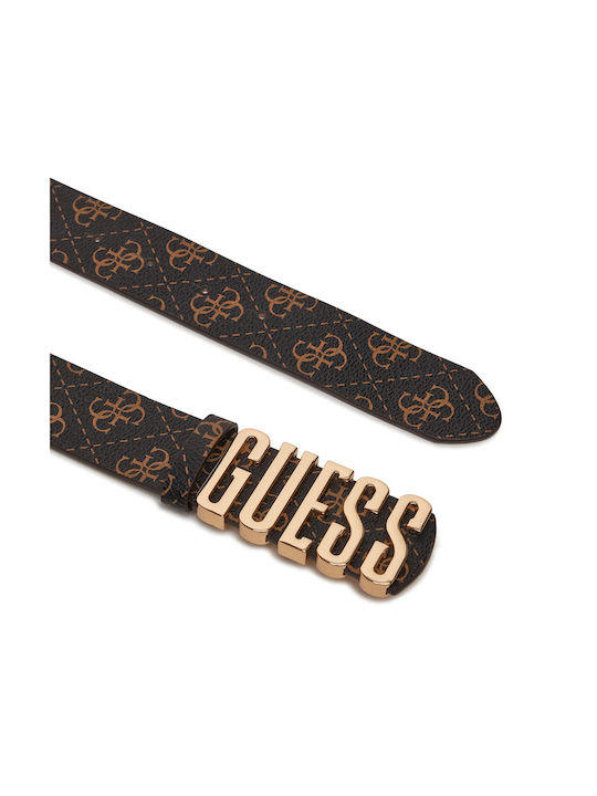 Guess Noelle Belt Brown Logo Γυναικεία Ζώνη Καφέ Bw9126p4235