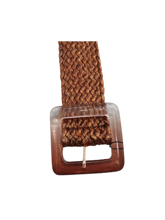 Women's Elastic Belt Brown Woven Baria Brown