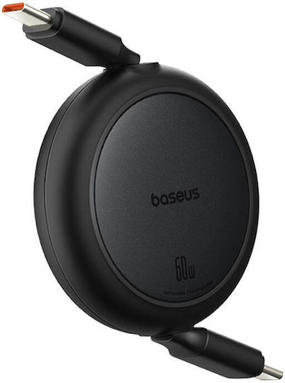 Baseus Mini Retractable USB 2.0 Cable USB-C male - USB-C 60W PD Μαύρο 1m P10364500111-01