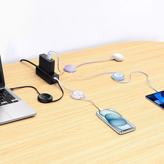 Baseus Free2Draw Retractable USB 2.0 Cable USB-C male - USB-C 100W PD Μωβ 1m P10364500511-00