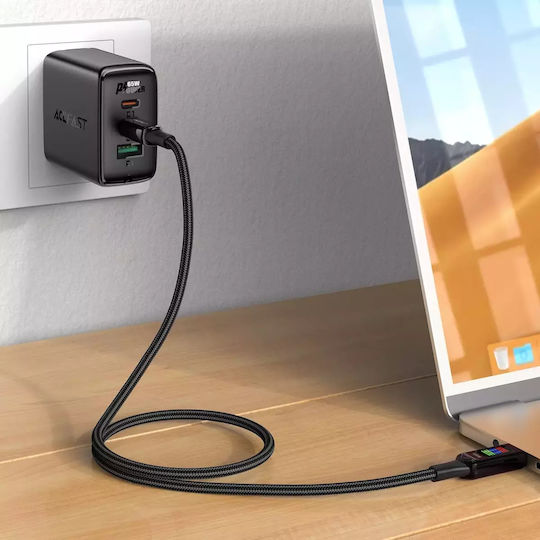 Acefast USB 2.0 Cable USB-C male - USB-C 100W PD Μαύρο 1.2m C7-03