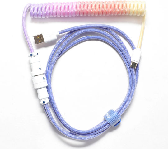 Ducky Premicord Spiral USB 2.0 Cable USB-C male - USB-A Μωβ 1.75m DACOC2-AFT1