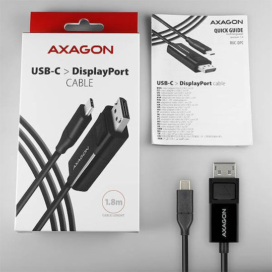 Axagon Video Cable USB-C male - DisplayPort Μαύρο 1.8m RVC-DPC