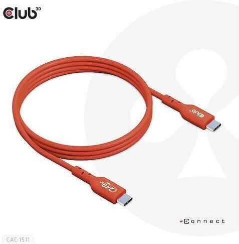 Club3D USB 2.0 Kabel USB-C männlich - USB-C 240W PD Rotes 1m CAC-1511