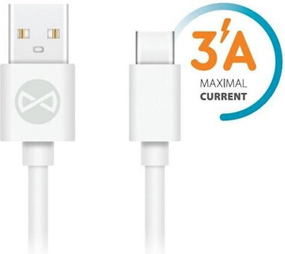 Forever USB 2.0 Cable USB-C male - USB-A Λευκό 1m GSM106364