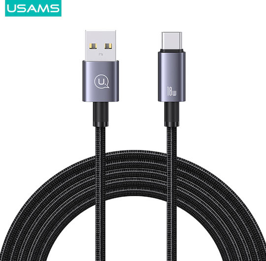 Usams Braided USB 2.0 Cable USB-C male - USB-A Γκρι 0.25m US-SJ680