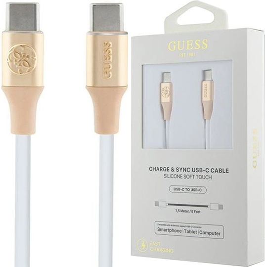 Guess Редовна USB 2.0 Кабел USB-C мъжки - USB-C мъжки Златист 1.5м (GUCCLALRGDD)