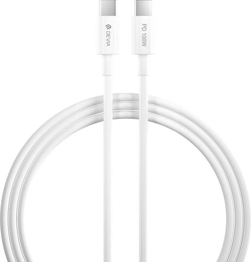 Devia EC317 USB 2.0 Cable USB-C Male - USB-C 100W PD White 1.5m