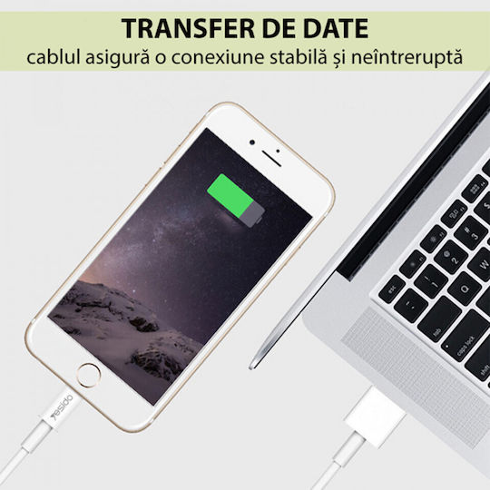 Yesido CA-22 USB 2.0 Cable USB-C Male - USB-A White 1.2m