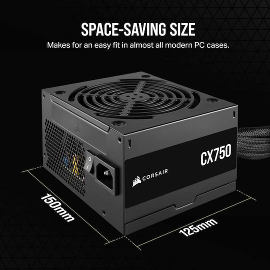 Corsair CX Series CX750 750W Μαύρο Τροφοδοτικό Υπολογιστή Full Wired 80 Plus Bronze