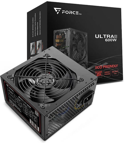Supercase Ultra Force FP 600W Black Computer Power Supply Full Wired 80 Plus Standard