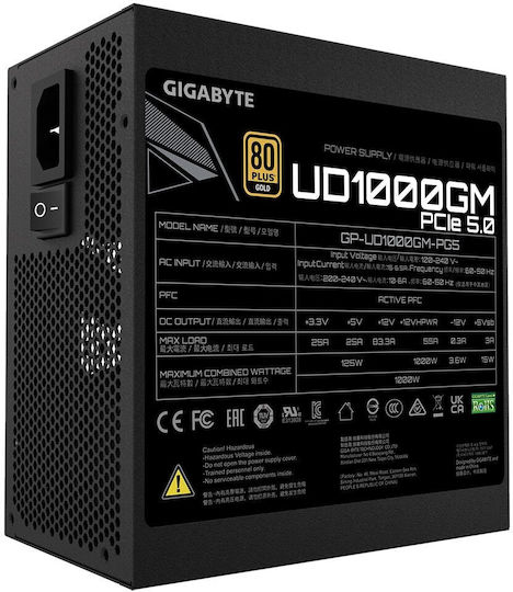 Gigabyte GP-UD1000GM PG5 rev. 2.0 1000W Μαύρο Τροφοδοτικό Υπολογιστή Full Modular 80 Plus Gold