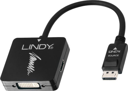 Lindy Конвертор DVI-D / HDMI / DisplayPort / VGA мъжки към DVI-D / HDMI / DisplayPort / VGA женски Черен 1бр 41028