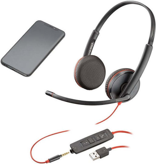 Plantronics Blackwire C3325 On Ear Multimedia Ακουστικά με μικρόφωνο και σύνδεση 3.5mm Jack / USB-A