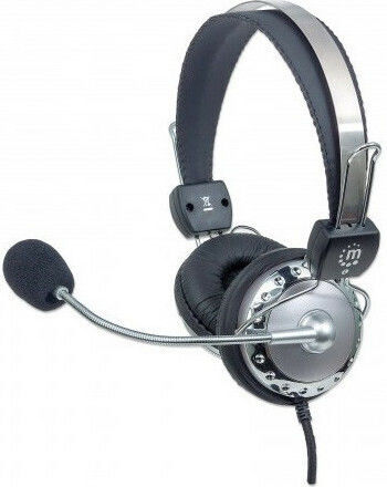 Manhattan 175517 On Ear Multimedia Headphone with Microphone 3.5mm Jack Silver