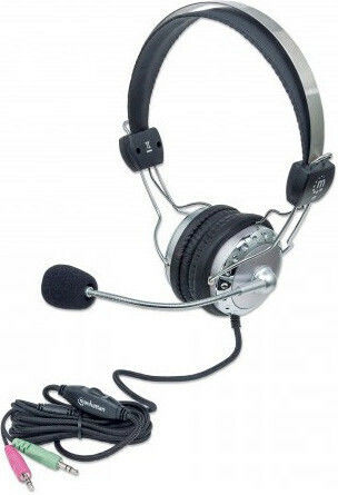 Manhattan 175517 On Ear Multimedia Headphone with Microphone 3.5mm Jack Silver