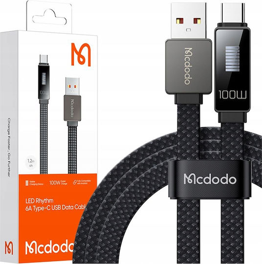 Mcdodo LED USB 2.0 Cable USB-C Male - USB-A 100W Black 1.2m CA-4980